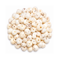 Puffed makhana (fox nuts) on a white background